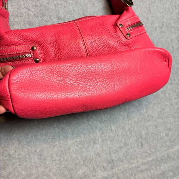 Tignanello Pink Purse Soft 100% Leather Hobo Bag Shoulder Bag Handbag Zipper - Picture 3 of 8